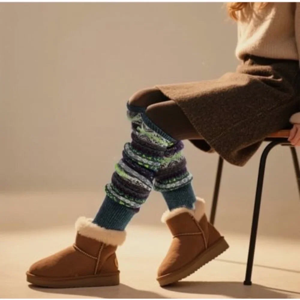 Wool‎ Leg Warmers Winter Striped Boho Long Thigh High Leg Warmers